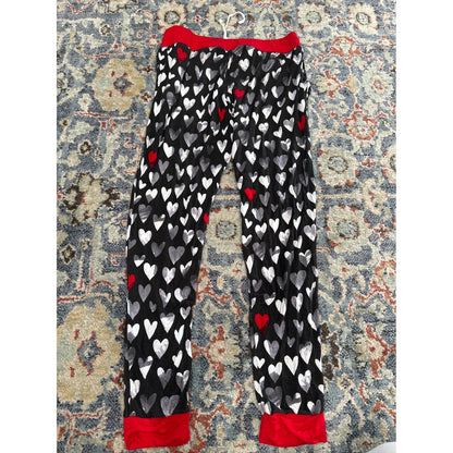 Little Sleepies Pajama Pants Women Medium Black Heart Print Jogger Bamboo3