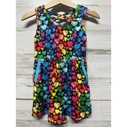 Little Dress Shoppe Romper Girls 3 Rainbow Heart Print Kidcore EUC0