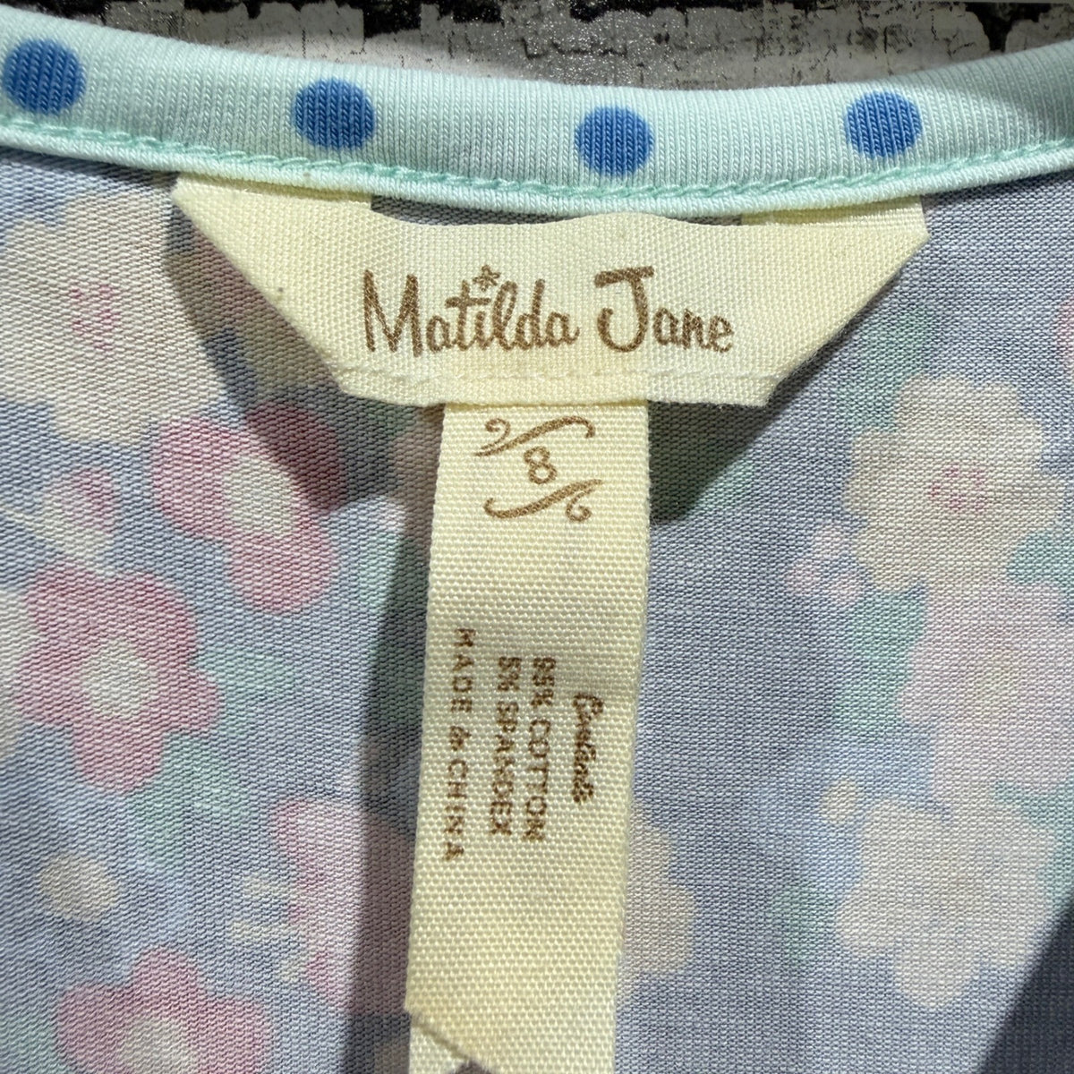 Matilda Jane Tiered Ruffle Tunic Top Girls 8 Floral Polka Dot Cotton Boho EUC1