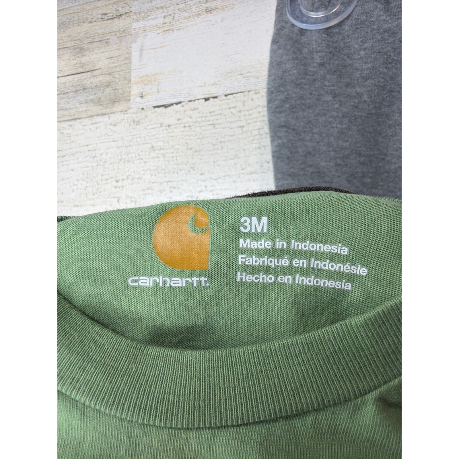 Carhartt Bodysuit Pant Set Boys 3M Green Gray Tractor Workwear Gorpcore EUC4