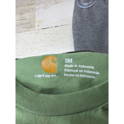 Carhartt Bodysuit Pant Set Boys 3M Green Gray Tractor Workwear Gorpcore EUC4