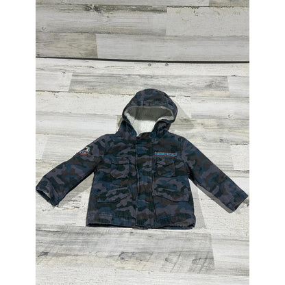 Cat & Jack Utility Jacket Boys 12M Blue Camo Fleece Lined Hooded0