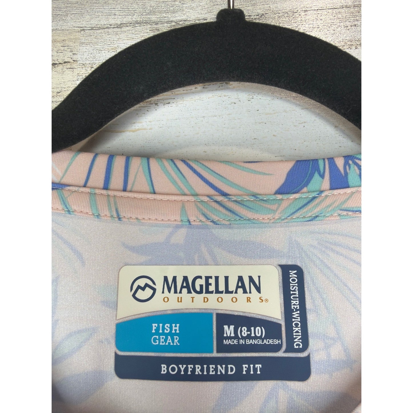 Magellan Rash Guard Girls Size M 8-10 Pink Blue Tropical Fish Gear EUC2