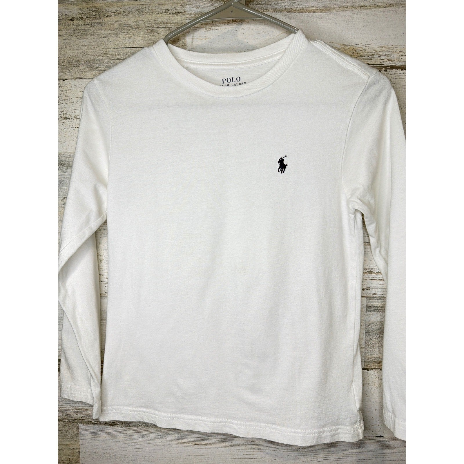 Polo Ralph Lauren Long Sleeve T-Shirt Boys Size 8 White Pony Logo Preppy0