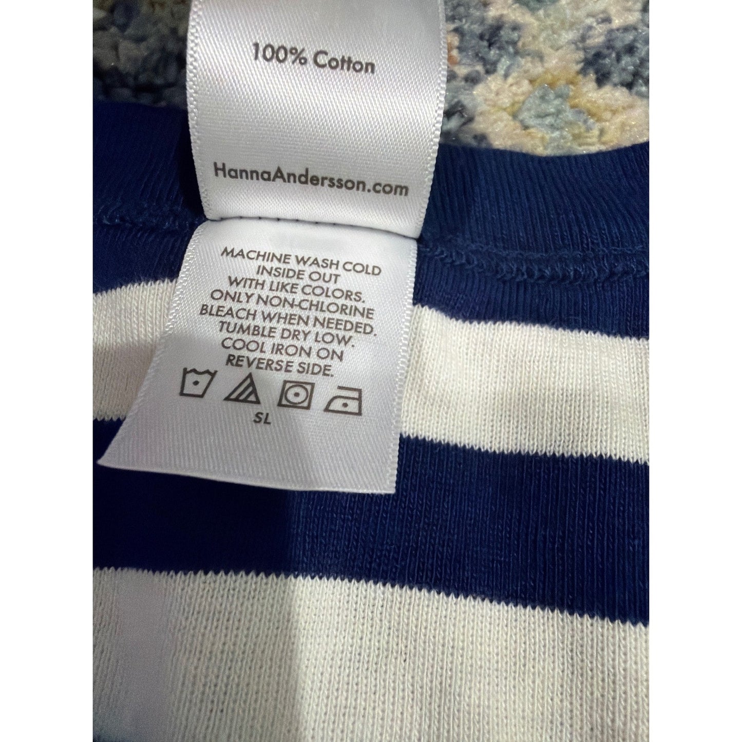Hanna Andersson Pajama Set Women Medium Navy Blue Striped Organic Cotton EUC2