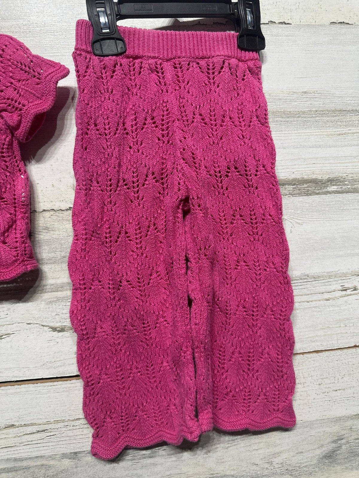 Jessica Simpson Pointelle Knit Set Girls 12m Hot Pink Scalloped Boho2