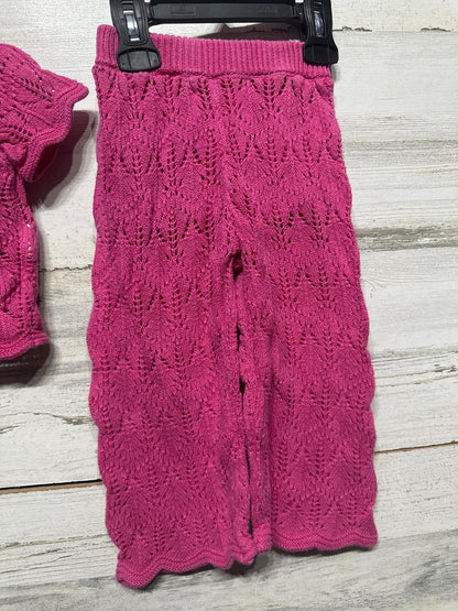 Jessica Simpson Pointelle Knit Set Girls 12m Hot Pink Scalloped Boho2