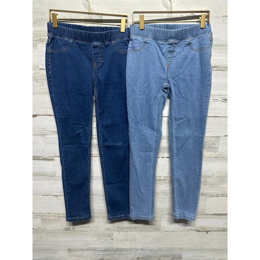 Cat & Jack Pull On Jeggings Girls Size 12 Blue Denim Stretch Bundle EUC0