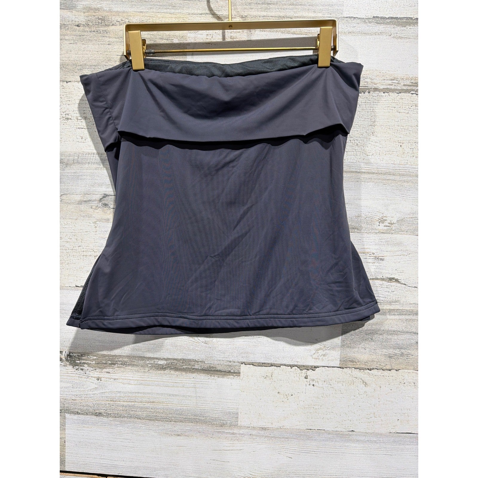 Princess Polly Tube Top Women Size 8 Gray Strapless Fold Over Minimalist EUC1