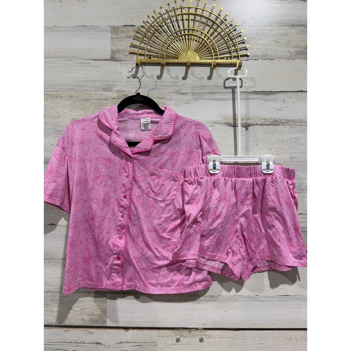 Art Class Pajama Set Girls XXL 16/18 Pink Butterfly Sleepwear Butterflycore EUC0