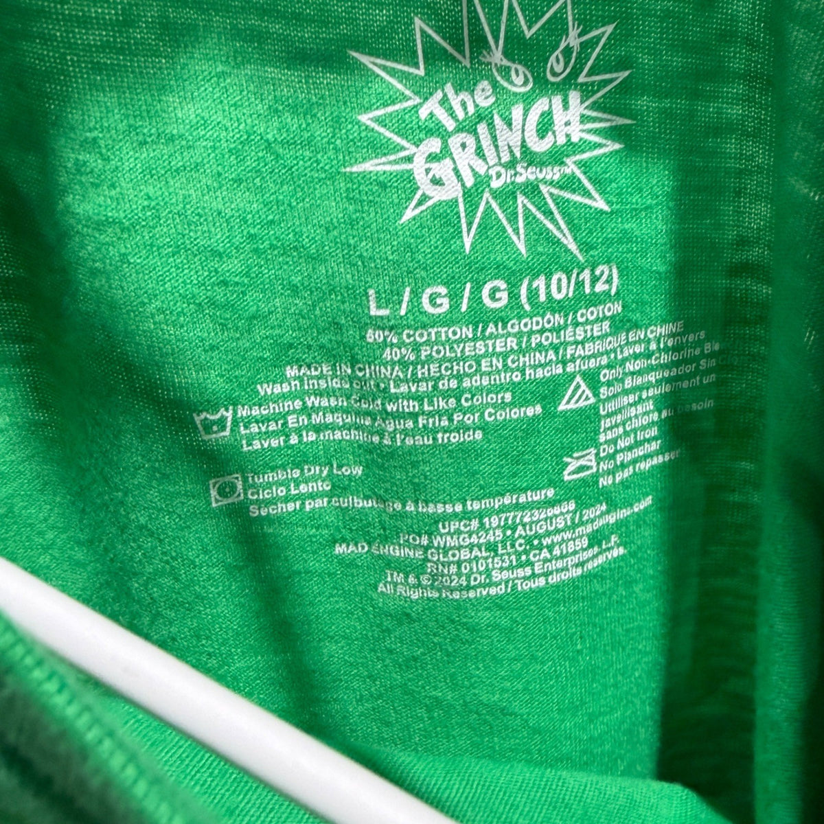 Dr. Seuss The Grinch T-Shirt Youth Large 10/12 Green Graphic Holiday EUC2
