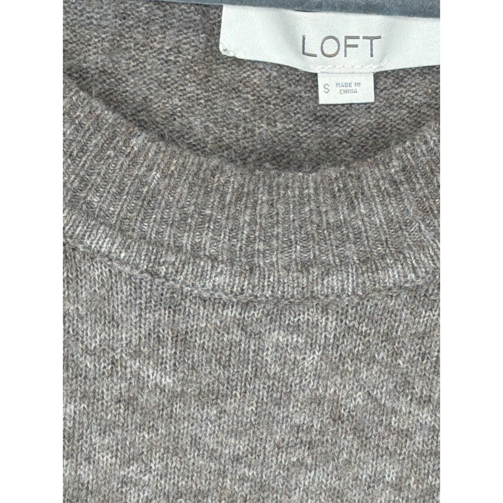 Loft Pearl Sleeve Sweater Women Small Brown Knit Scoop Neck EUC1