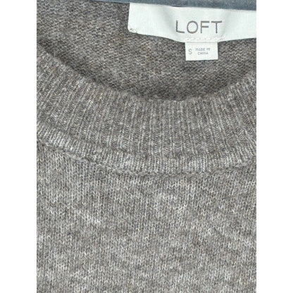Loft Pearl Sleeve Sweater Women Small Brown Knit Scoop Neck EUC1