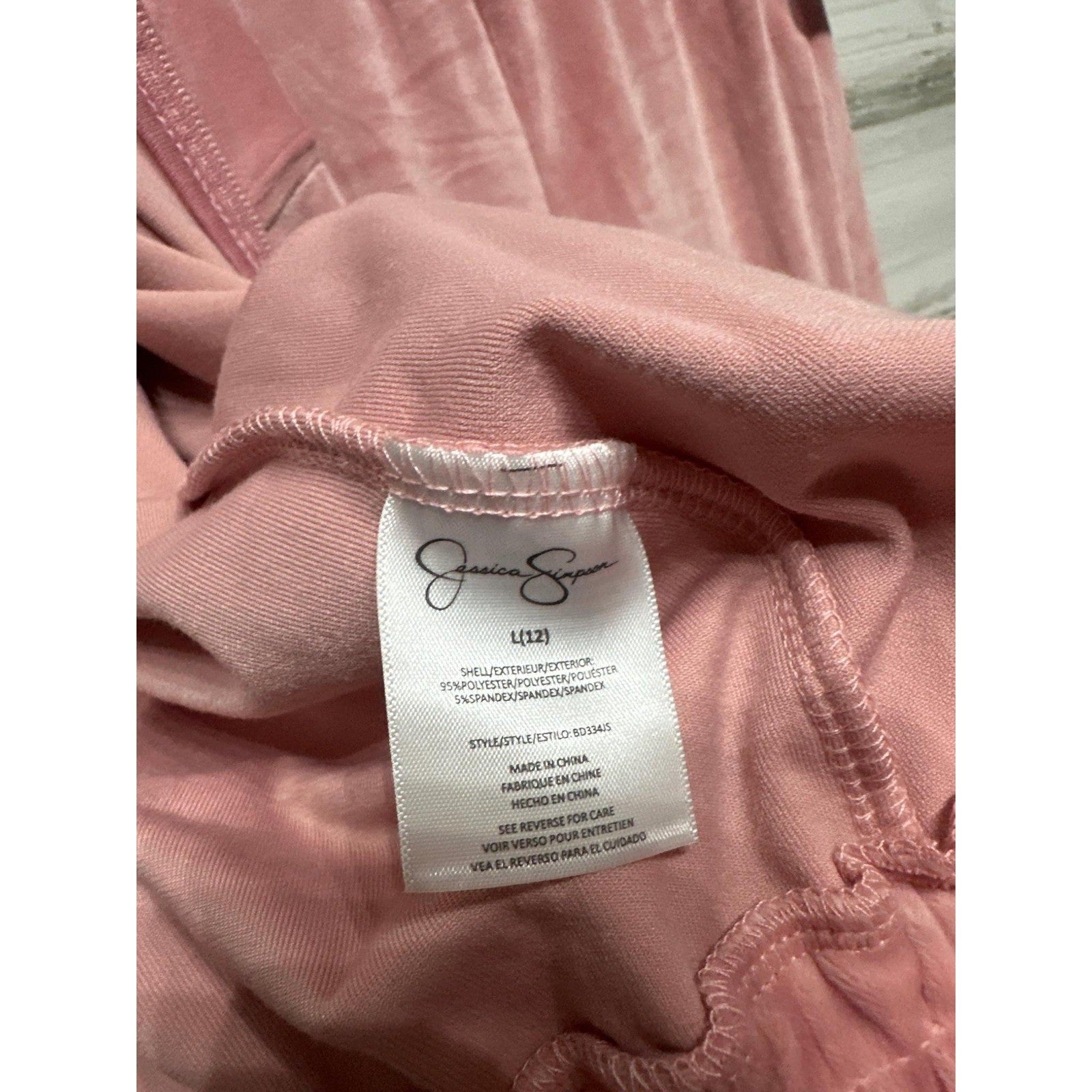 Jessica Simpson Tracksuit Set Girls 12 Blush Pink Velour Zip Hoodie Flare NWT4