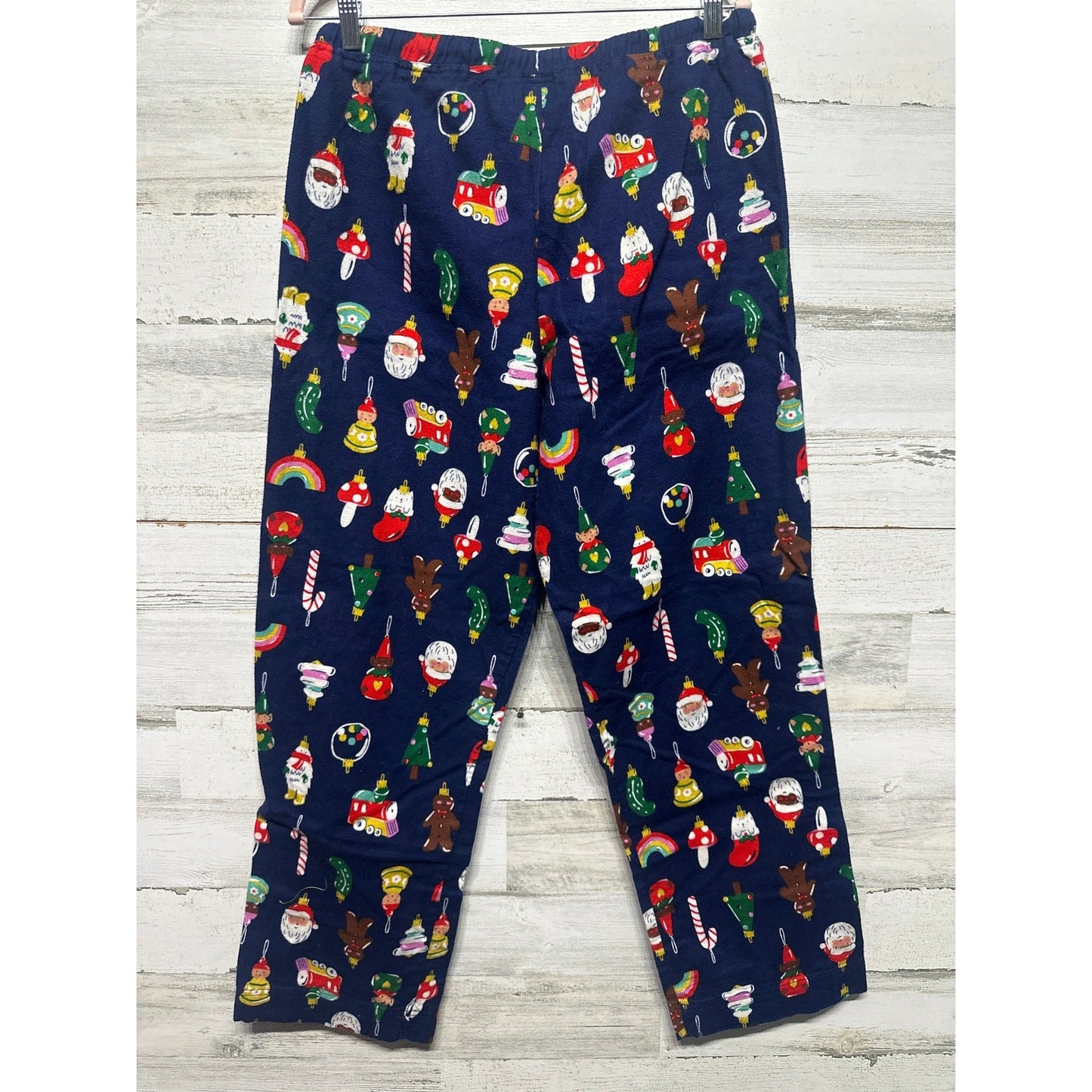 Hanna Andersson Christmas Pajama Pants Adult Medium Navy Ornament Print1