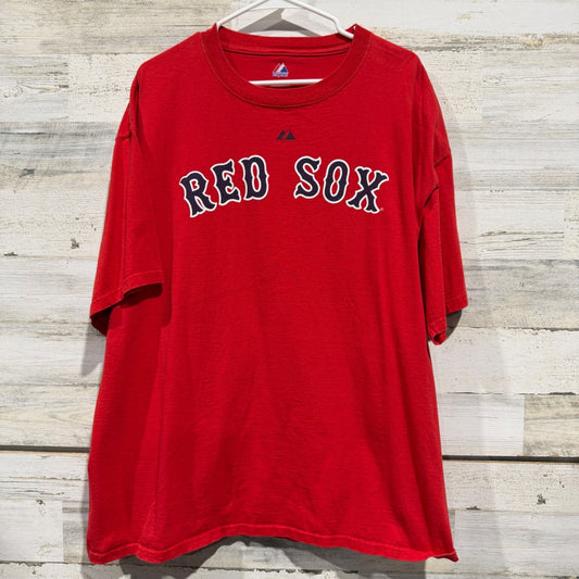 Majestic David Ortiz Big Papi Red Sox T-Shirt Men XL Red 100% Cotton 2008 MLB0