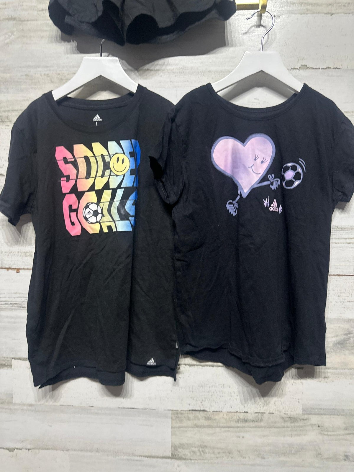 Adidas Athletic Lot Girls Large L 14 Black White Soccer Graphic 4pc Set GUC2