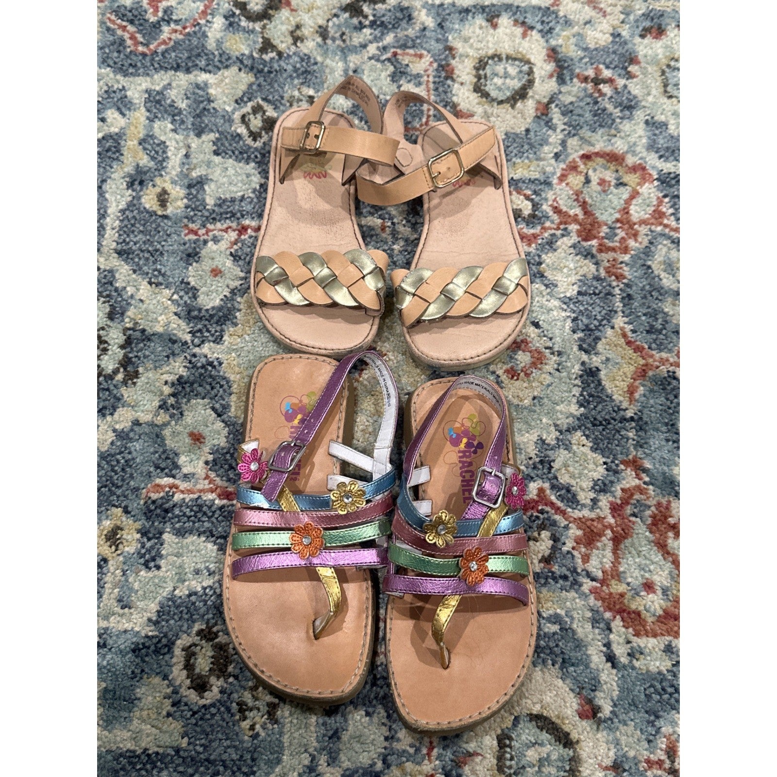 Rachel Shoes Sandals Bundle Girls Size 12 Braided Floral GUC0