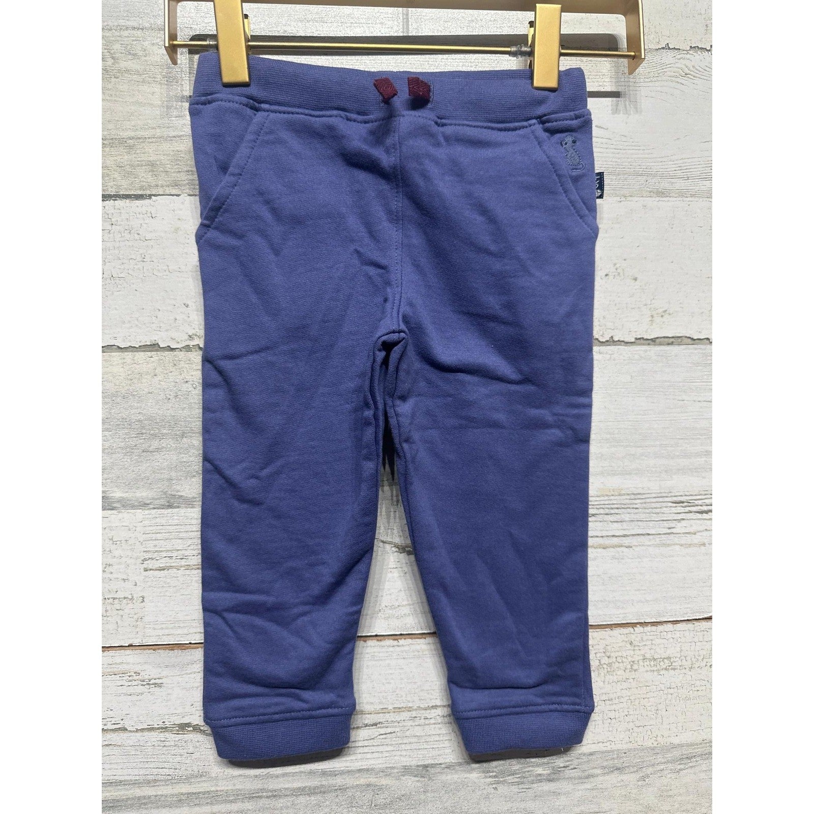 JoJo Maman Bebe Joggers Boys 6-12m Blue Elastic Waist Ribbed Cuffs NWT0