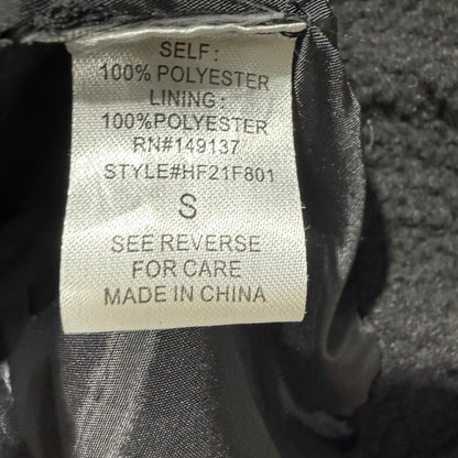 Hyfve Sherpa Bomber Jacket Women Small Black Polyester Trendy Casual EUC3