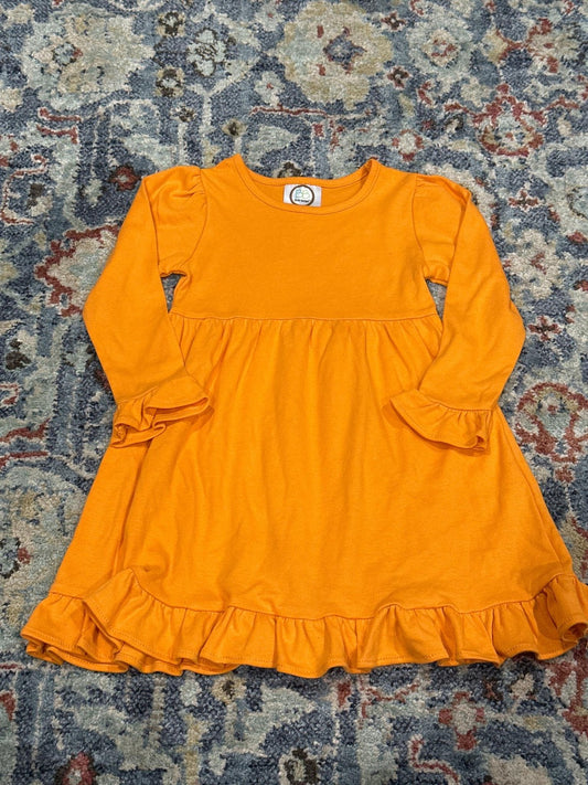 Blanks Boutique Dress Girls 3T Orange Ruffle Long Sleeve EUC0