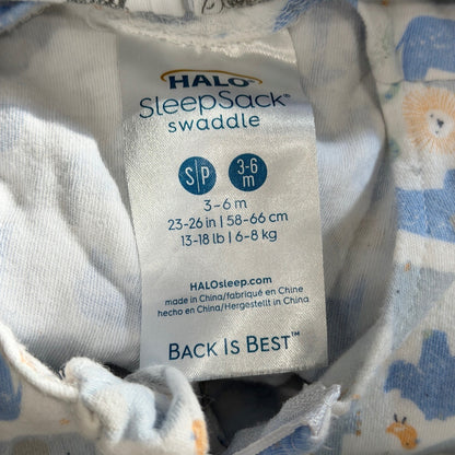 HALO SleepSack Swaddle Boys 3-6M Blue White Animal Whale Sheep Lot 3 GUC4