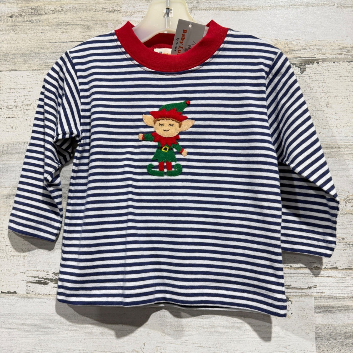 Baby Luigi Elf Shirt Boys 18M Navy White Stripe Christmas Holiday NWT0