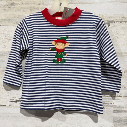 Baby Luigi Elf Shirt Boys 18M Navy White Stripe Christmas Holiday NWT0