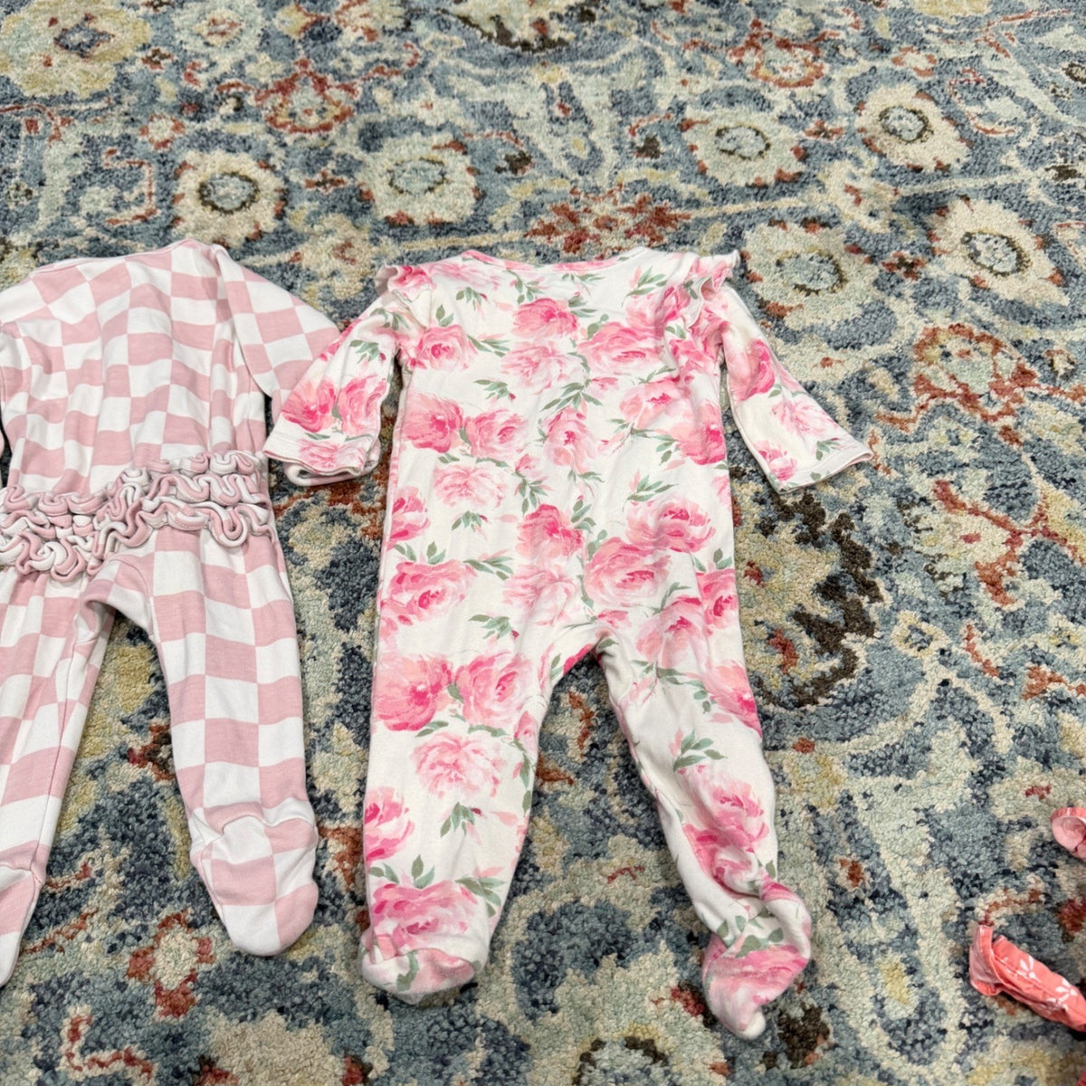 SIIX Cotton On Baby Organic Cotton Bundle Girls 0-3M Pink Floral Check EUC7