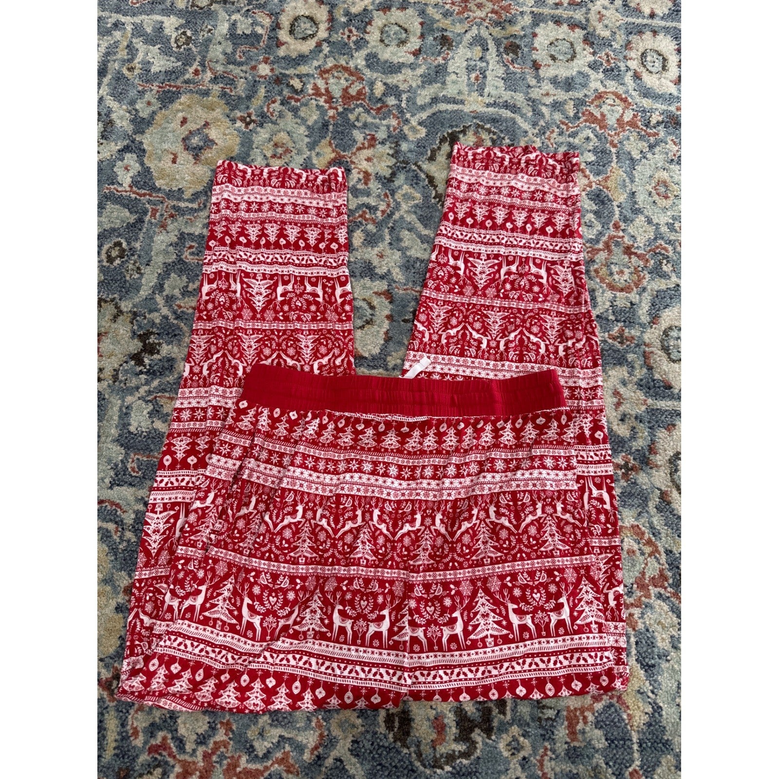 Little Sleepies Pajama Pants Men's Medium Red White Fair Isle Reindeer Holiday3