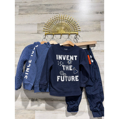 Magellan OshKosh Boys 4T Blue 4pc Bundle Fleece Long Sleeve Jacket Joggers Lot0