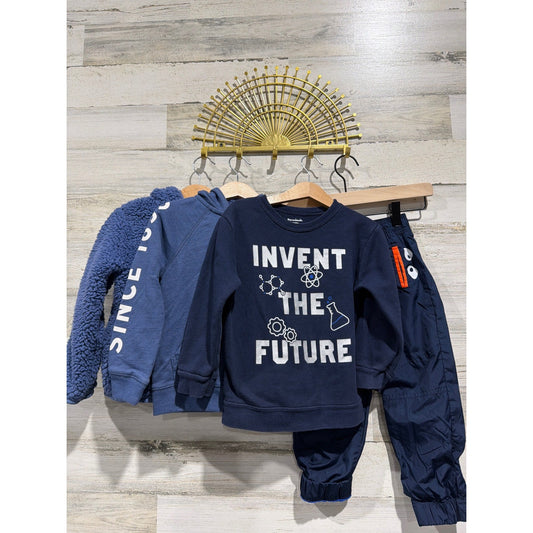 Magellan OshKosh Boys 4T Blue 4pc Bundle Fleece Long Sleeve Jacket Joggers Lot0