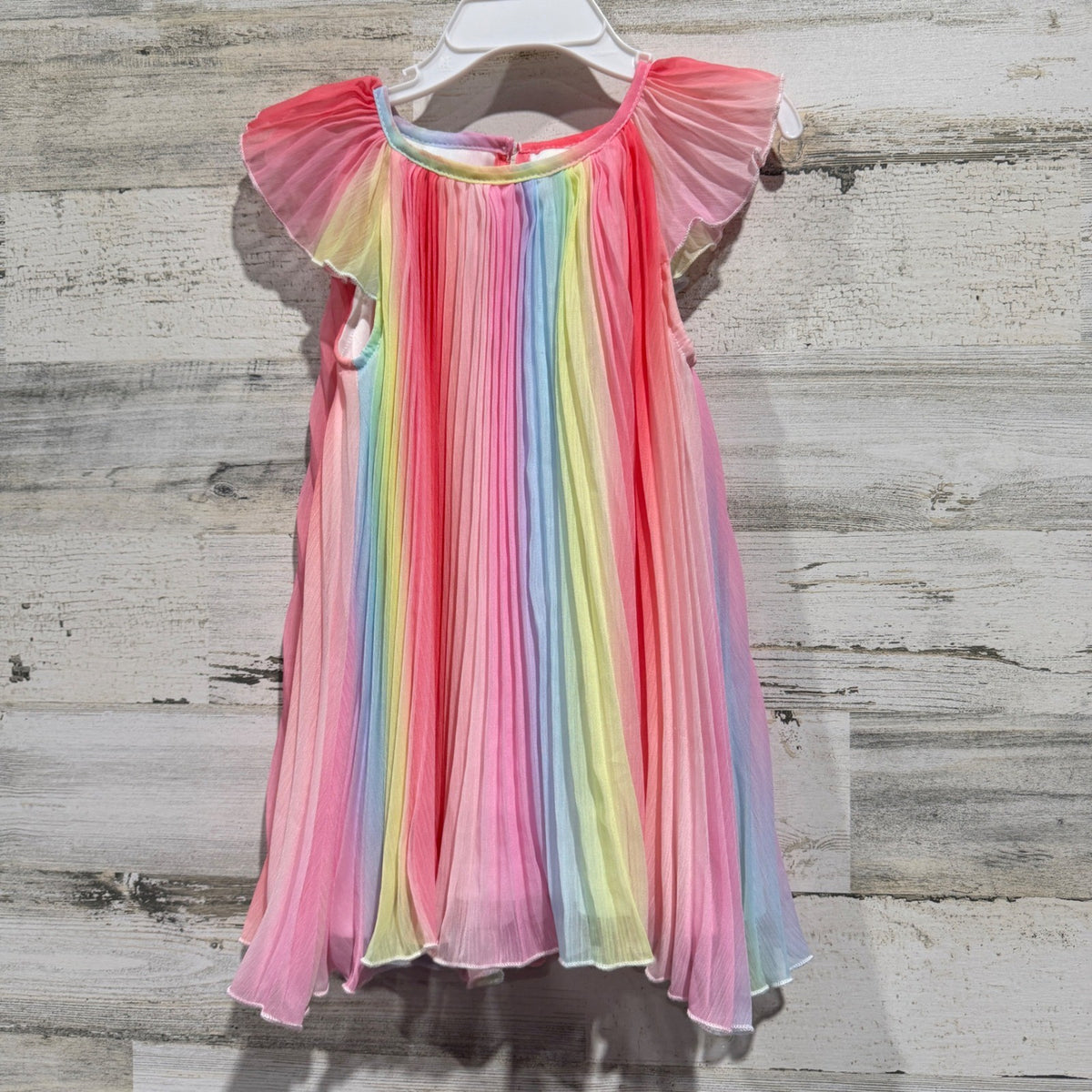 Rare Editions Pleated Rainbow Dress Girls 2T Multi Color Polyester Whimsical EUC0