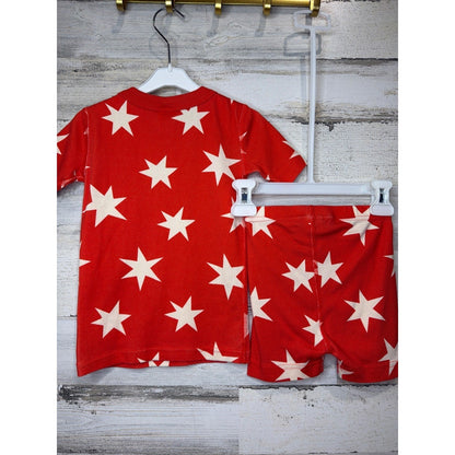 Hanna Andersson Pajama Set Boys 4 Orange Star Organic Cotton Shortie EUC3