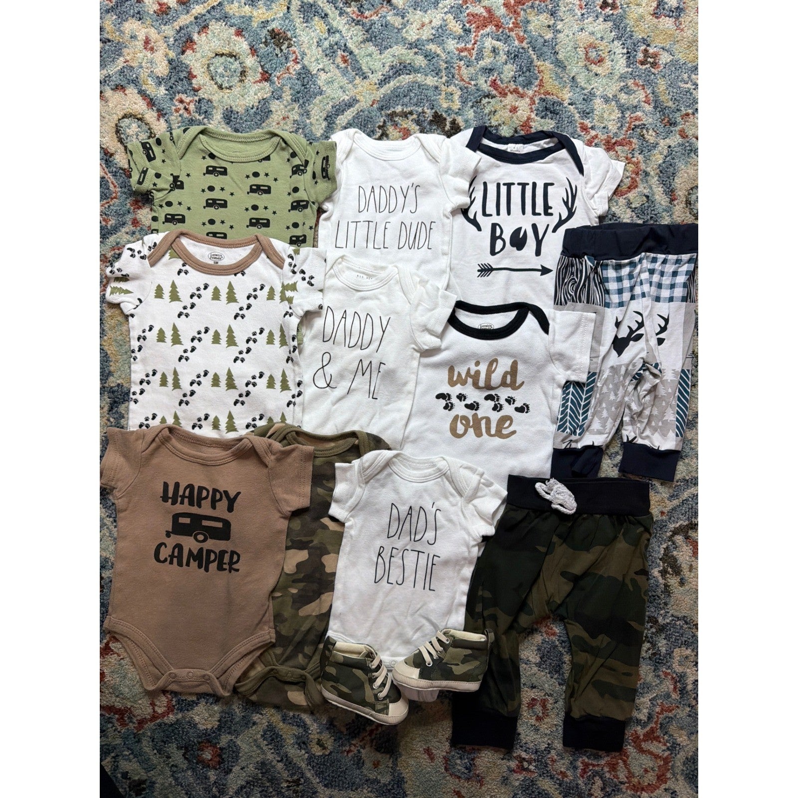 Rae Dunn Baby Gap Boys 0-3M Green Brown Camo Camping 12pc Bundle Gorpcore GUC0