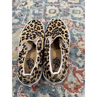 Vans Slip On Shoes Women Size 9 Leopard Print Canvas Skater Streetwear EUC2