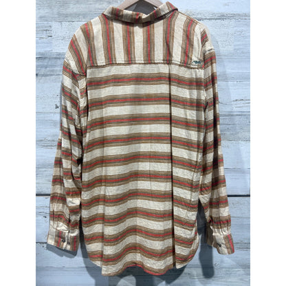 Mountain Khakis Button Down Shirt Mens XXL Beige Striped Gorpcore EUC3