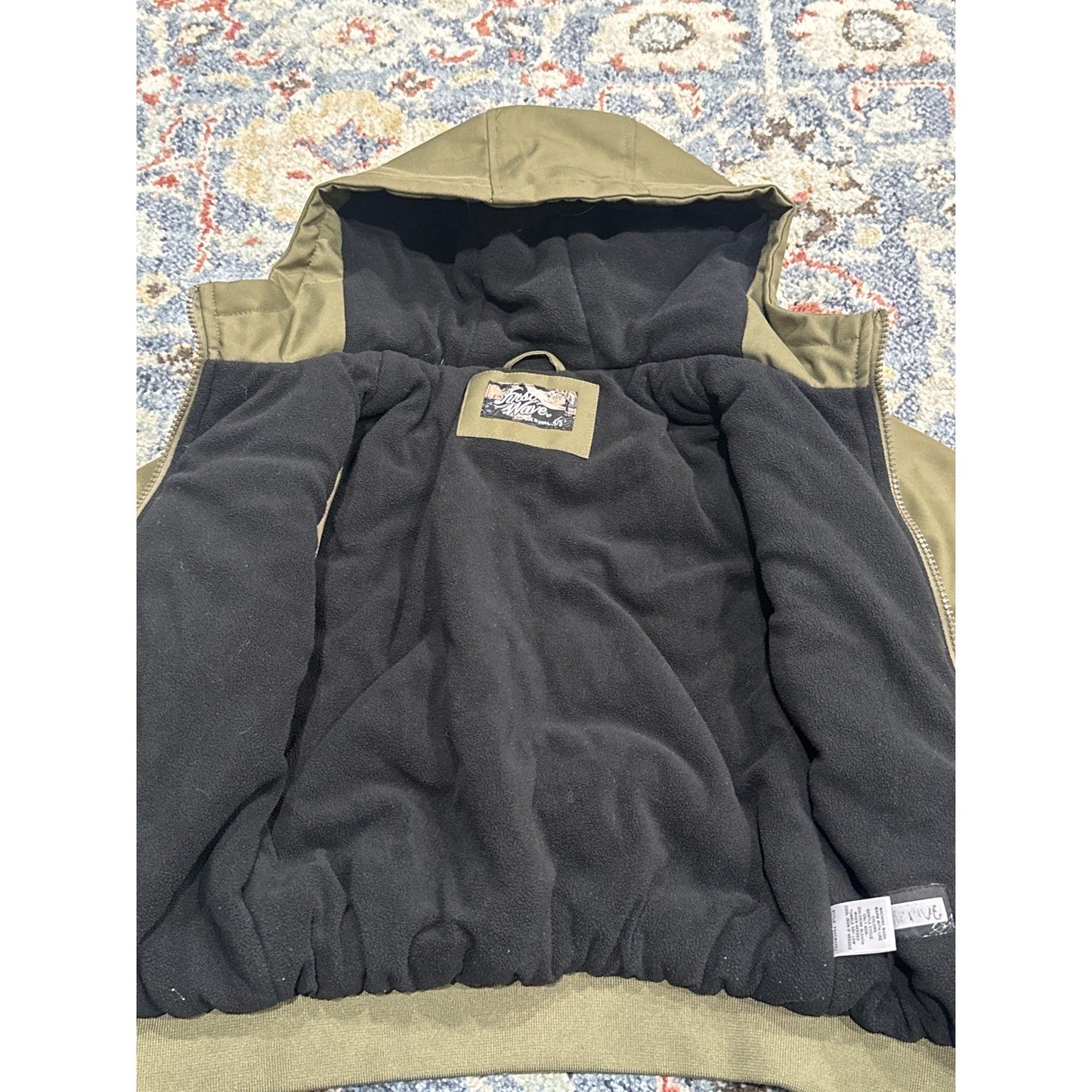 First Wave Hooded Bomber Jacket Boys 4/5 Olive Green Full Zip2