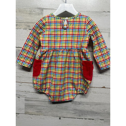 Swoon Baby Romper Girls 12M Rainbow Plaid Long Sleeve Bubble NWT1