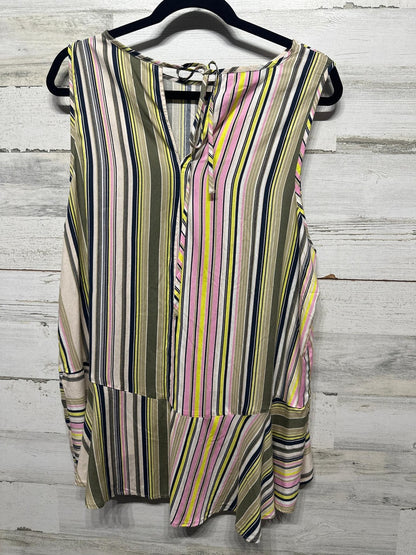 Libby Edelman Peplum Tank Top Women XL Multi Color Striped High Low EUC2