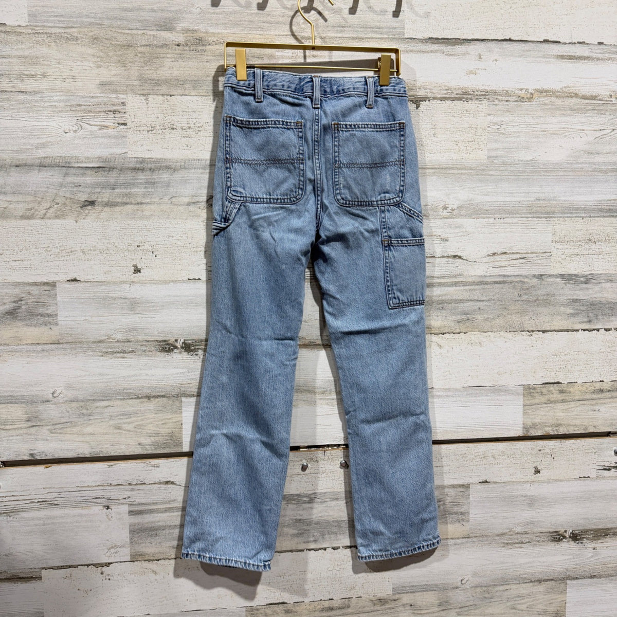 Abercrombie Kids Loose Jean Carpenter Pants Kids 9/10 Light Wash Cotton 90s3