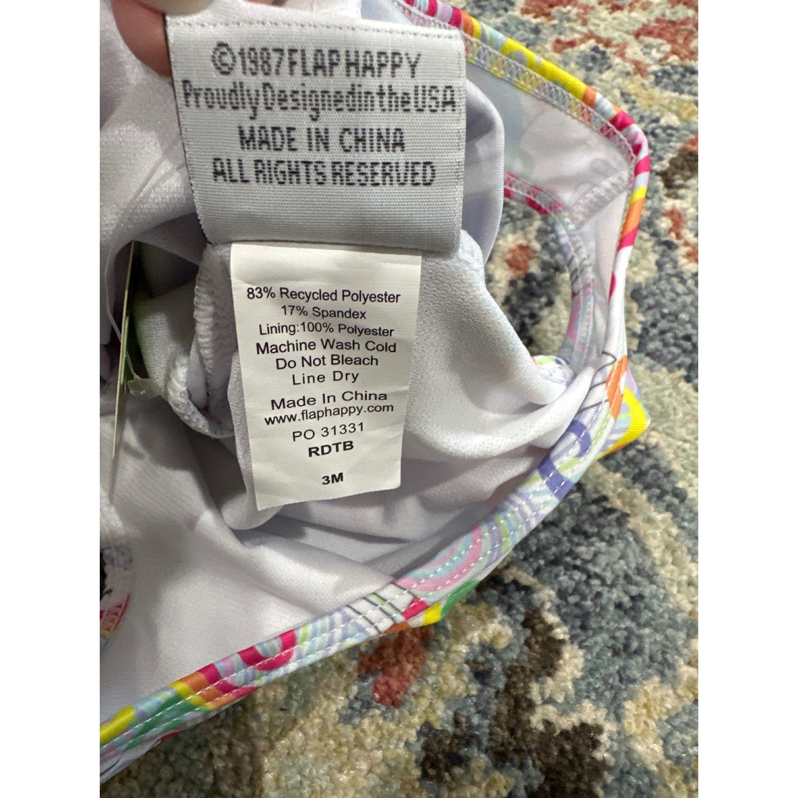 Flap Happy One Piece Swimsuit Girls 3M Multicolor Unicorn Rainbow Ruffle NWT5