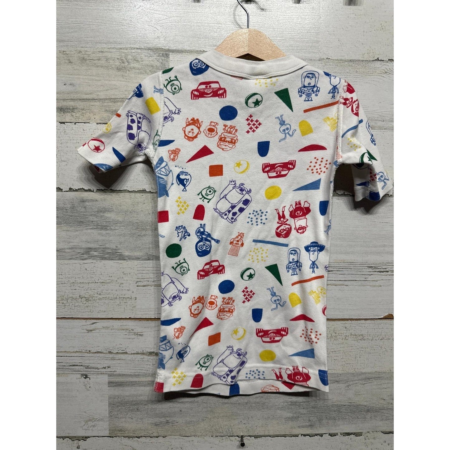 Hanna Andersson Pixar Pajama Top Boys 6-7 White Character Print EUC2