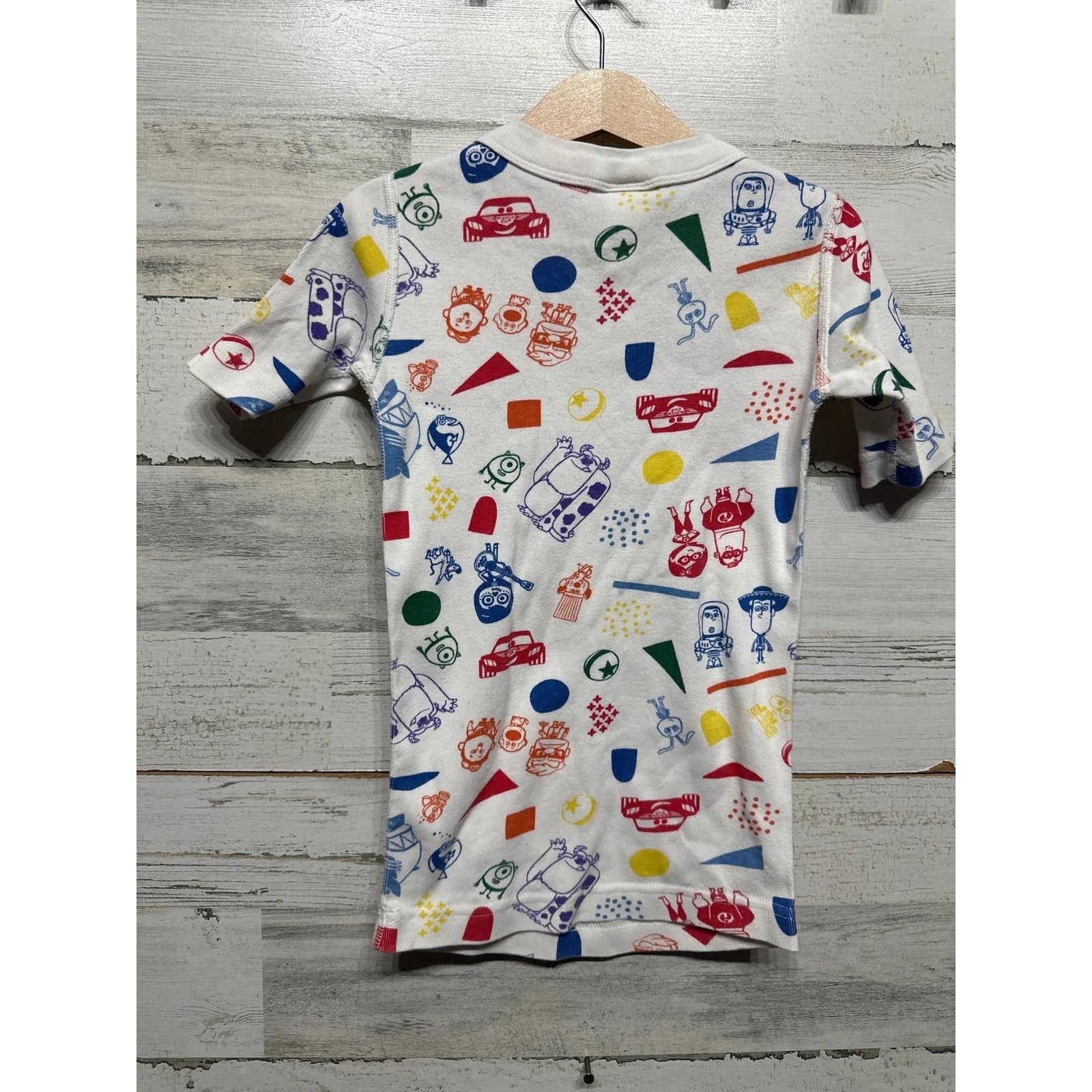 Hanna Andersson Pixar Pajama Top Boys 6-7 White Character Print EUC2