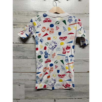 Hanna Andersson Pixar Pajama Top Boys 6-7 White Character Print EUC2