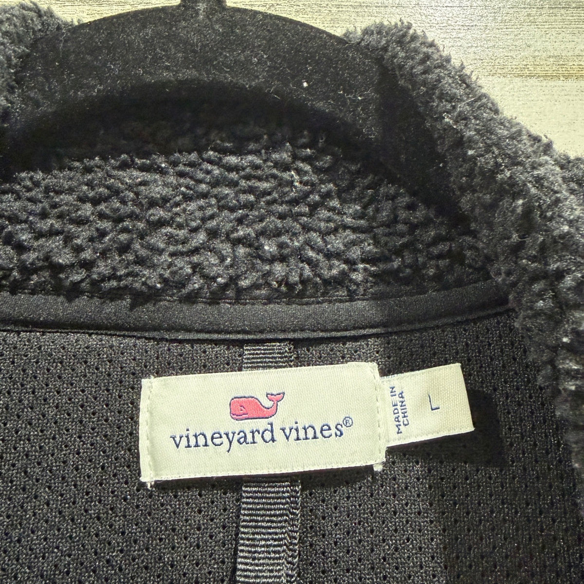 Vineyard Vines Sherpa Fleece Jacket Women Large Black Quilted Mixed Media GUC*2