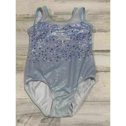 Leotard Girls 8/10 Blue Snowflake Glitter Shimmer EUC0