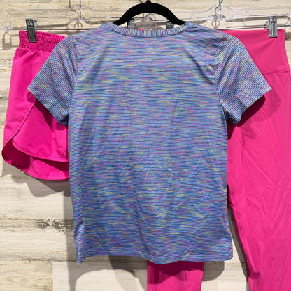 Activewear Bundle Girls Large 10/12 Pink Blue Spandex Sporty EUC3