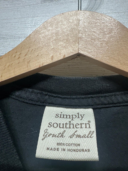 Simply Southern Long Sleeve T-Shirt Youth Small Black Halloween Boo Crew EUC1