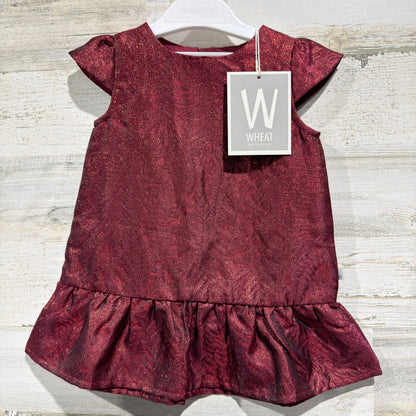 Wheat Dress Hellen Girls 12M Dark Berry Metallic Shimmer Holiday Party NWT0